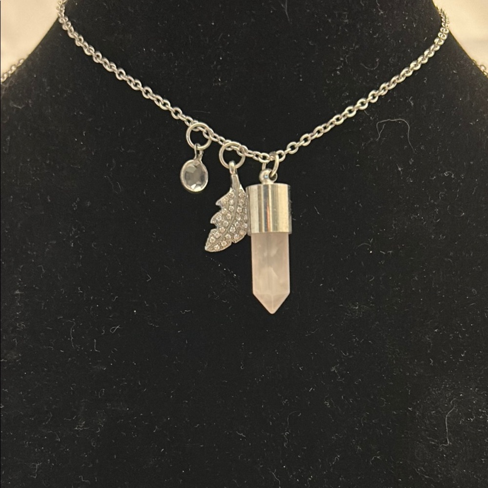 Express Silver Crystal Pendant Necklace 28’